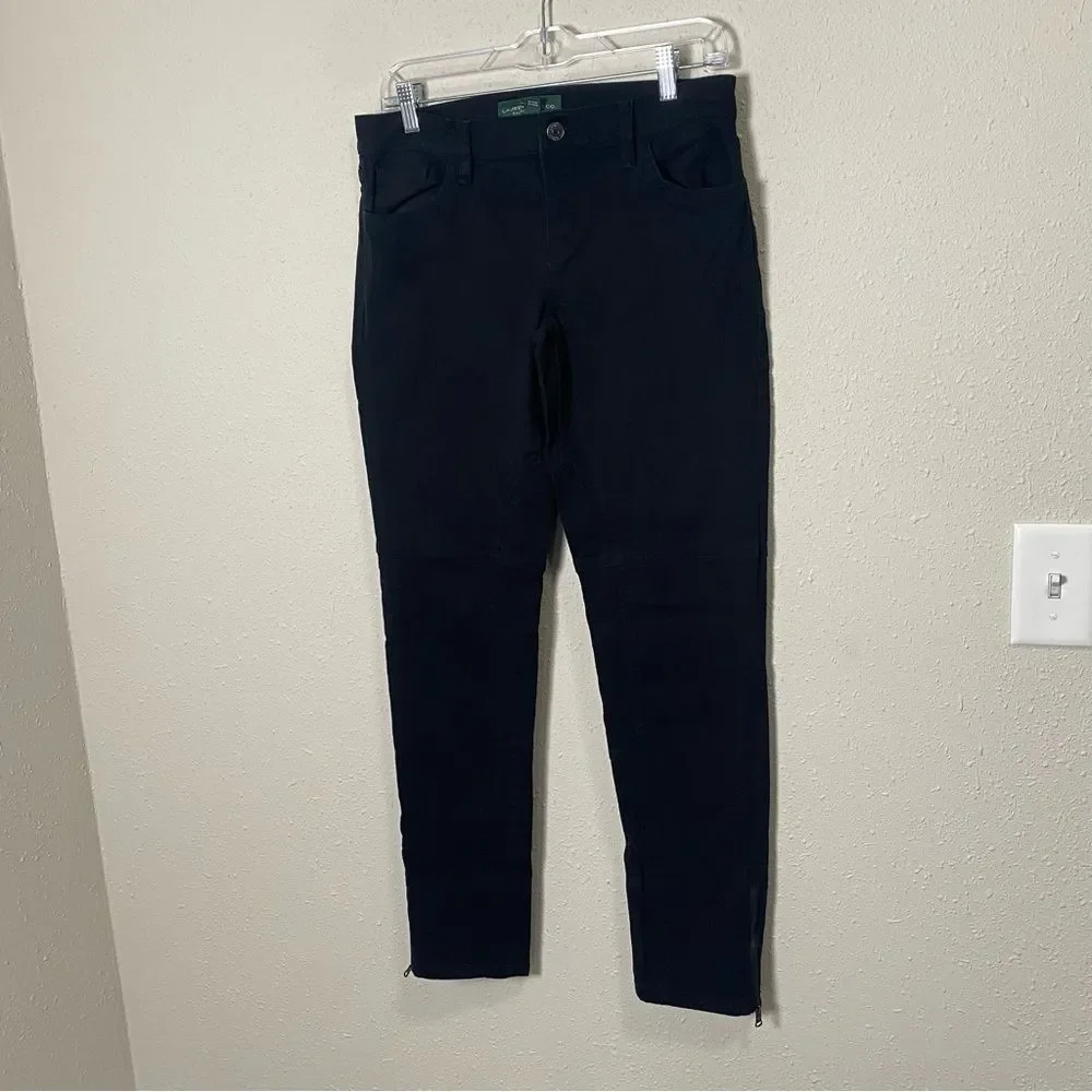 Lauren Ralph Lauren High Rise Black Skinny Ankle Jeans W/ Ankle Zippers Size 4